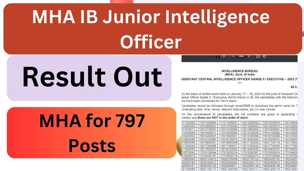 MHA IB Junior Intelligence Officer Recruitment 2023